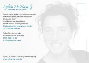 Sylvia De Rosa - Coaching mit Bewegung - Postkarte Rückseite groß